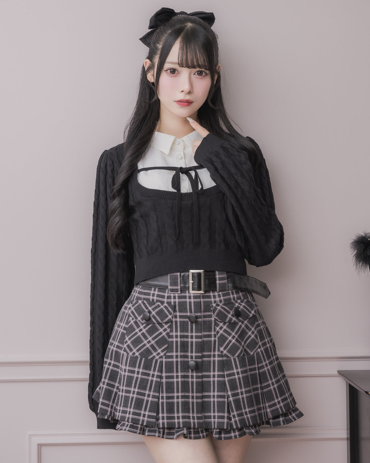 レイヤードケーブル長袖ニット – pium