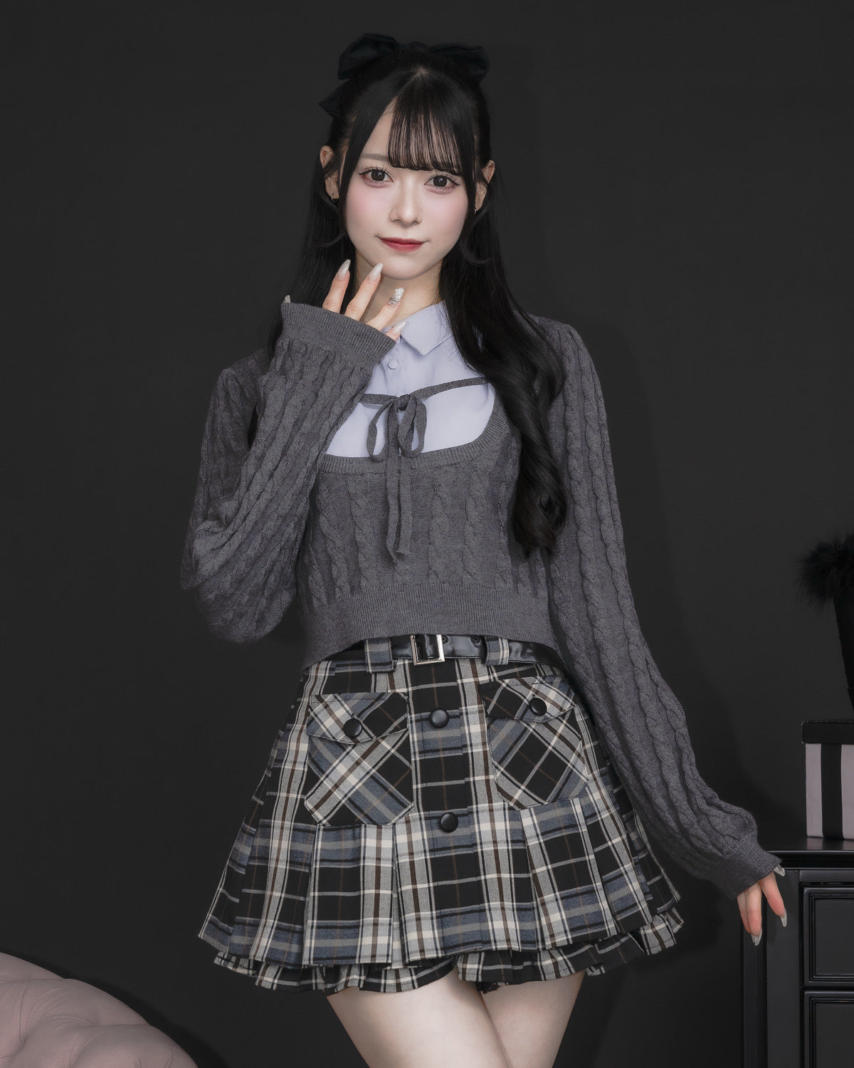 レイヤードケーブル長袖ニット – pium