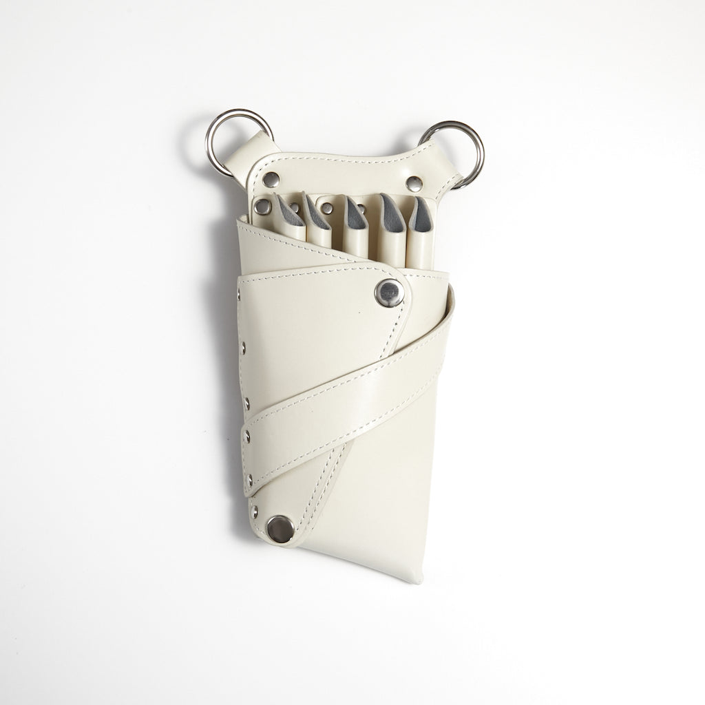 シザーケース No.42 ホワイト 本革 5丁 – POCKE