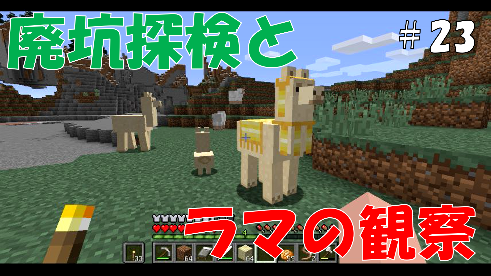マイクラ日記 #23【ラマと一緒に村へ帰還！廃坑で戦利品を乱獲】 | ぽ