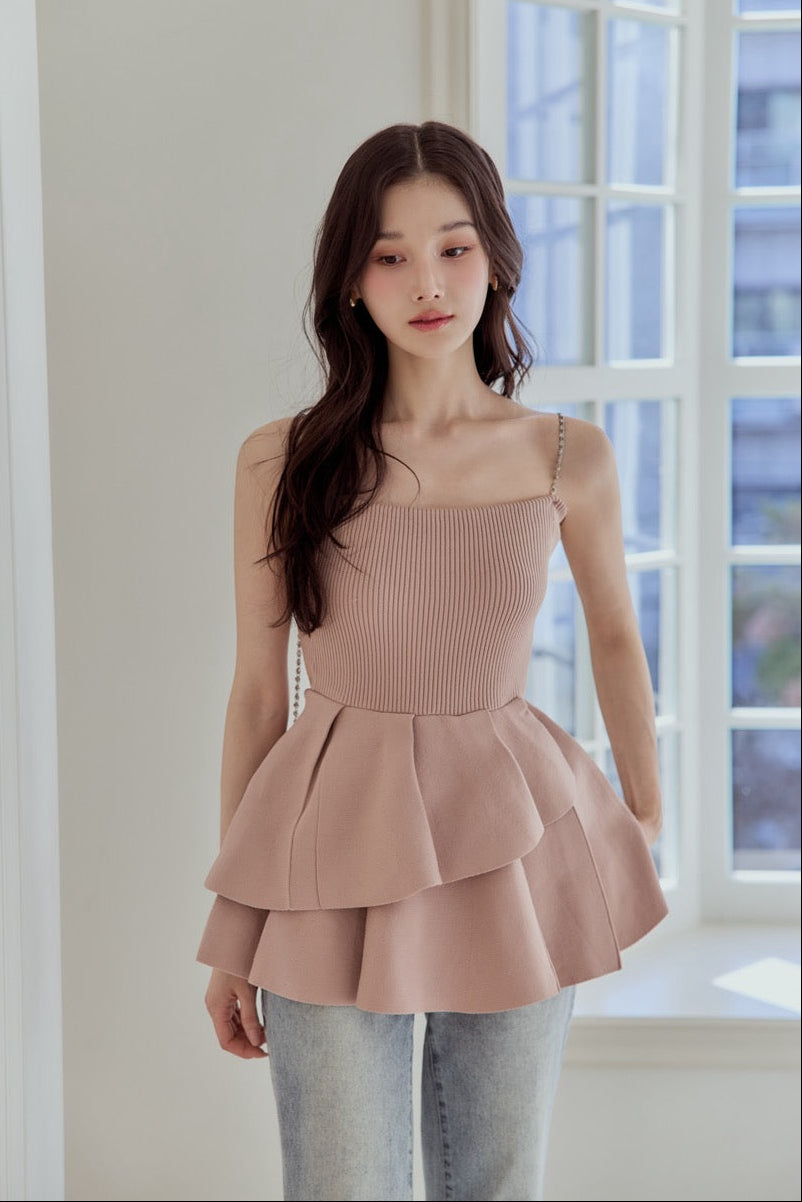 チェーンストラップペプラムニットベアトップ – poláura OFFICIAL