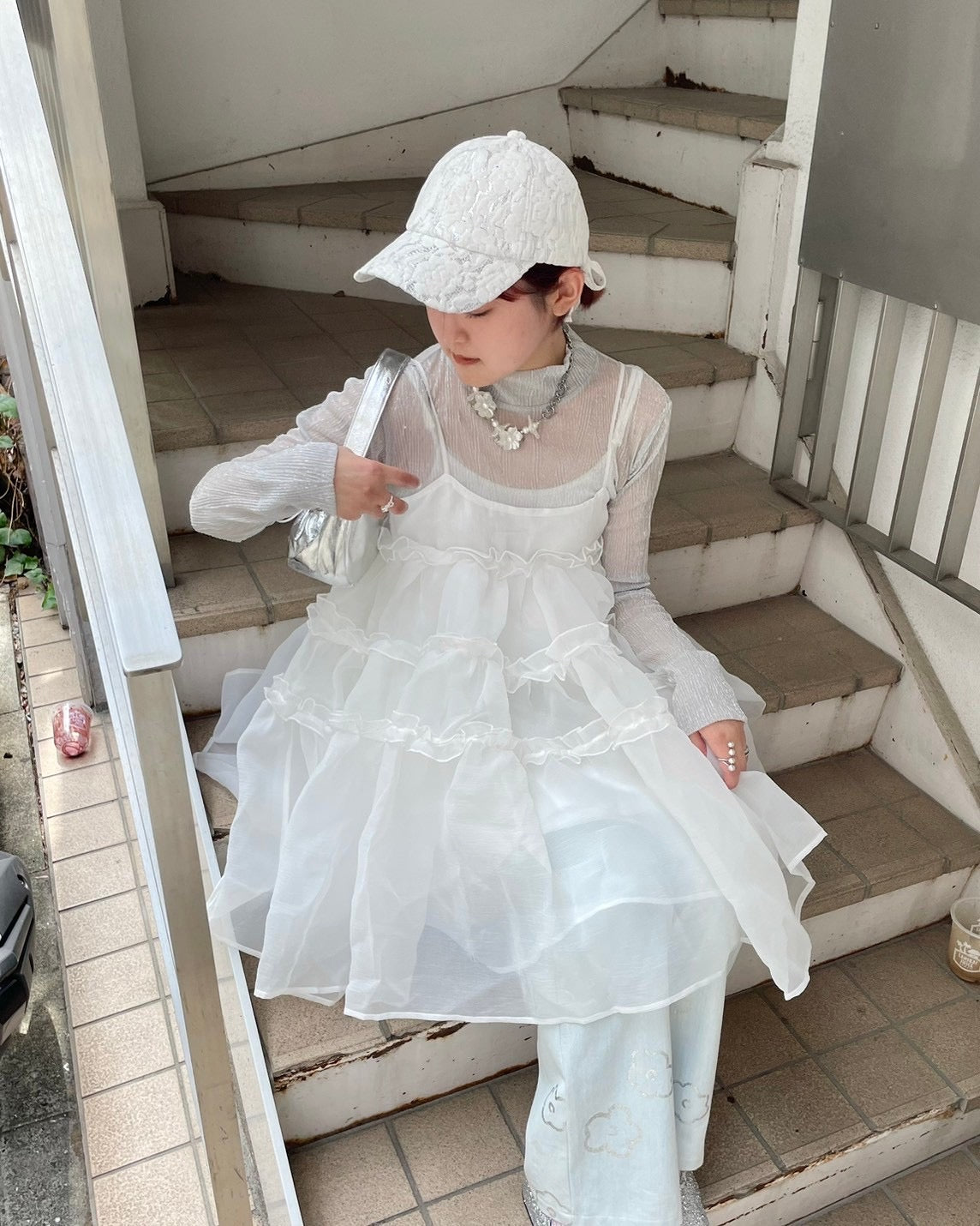 最終価格 新品 yori もふボアリボンキャップ 57 ホワイト ボアキャップ