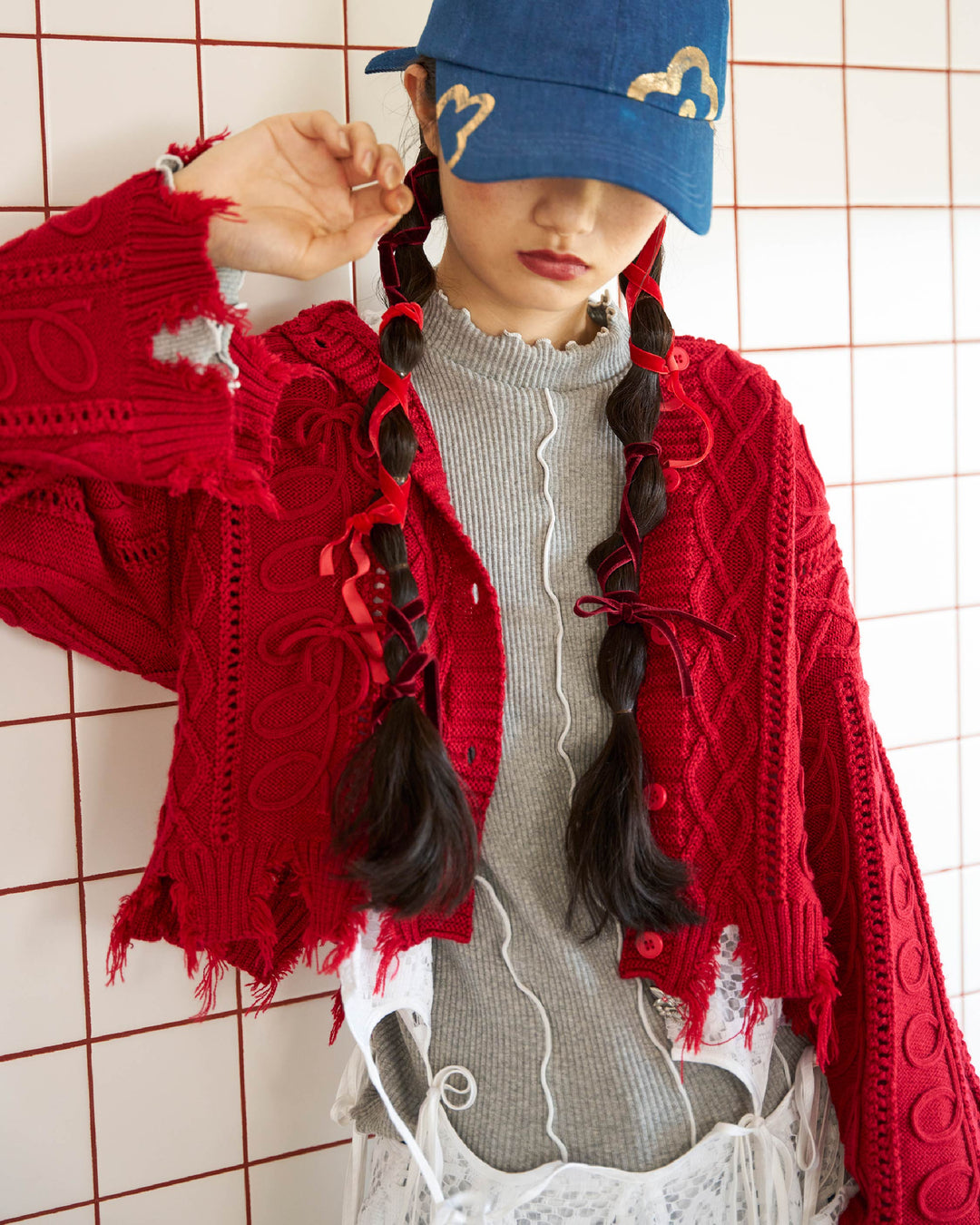 POPPY くるくるリボンニットカーディガン あさぎーにょ 【公式通販】