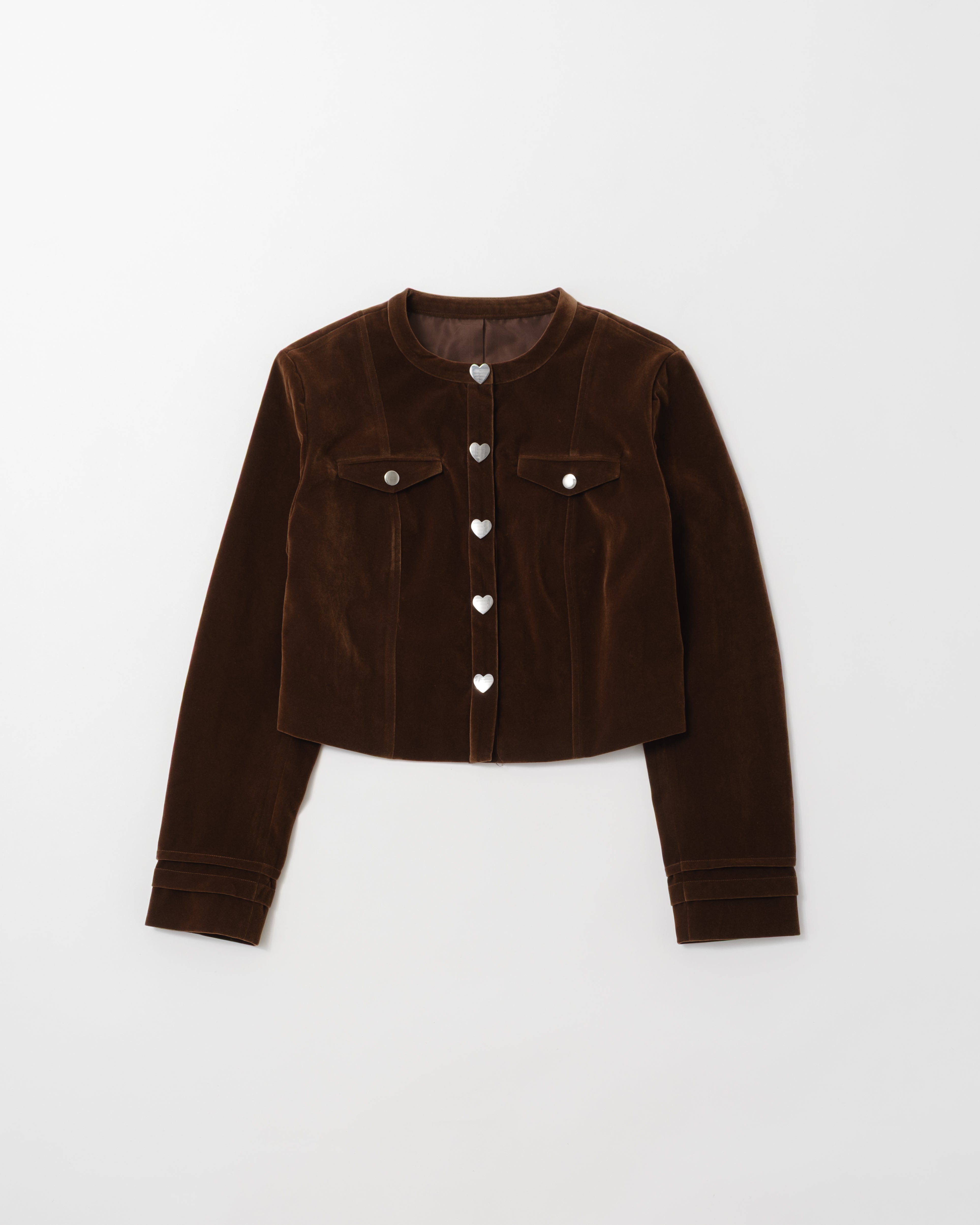 Heart button velvet jacket