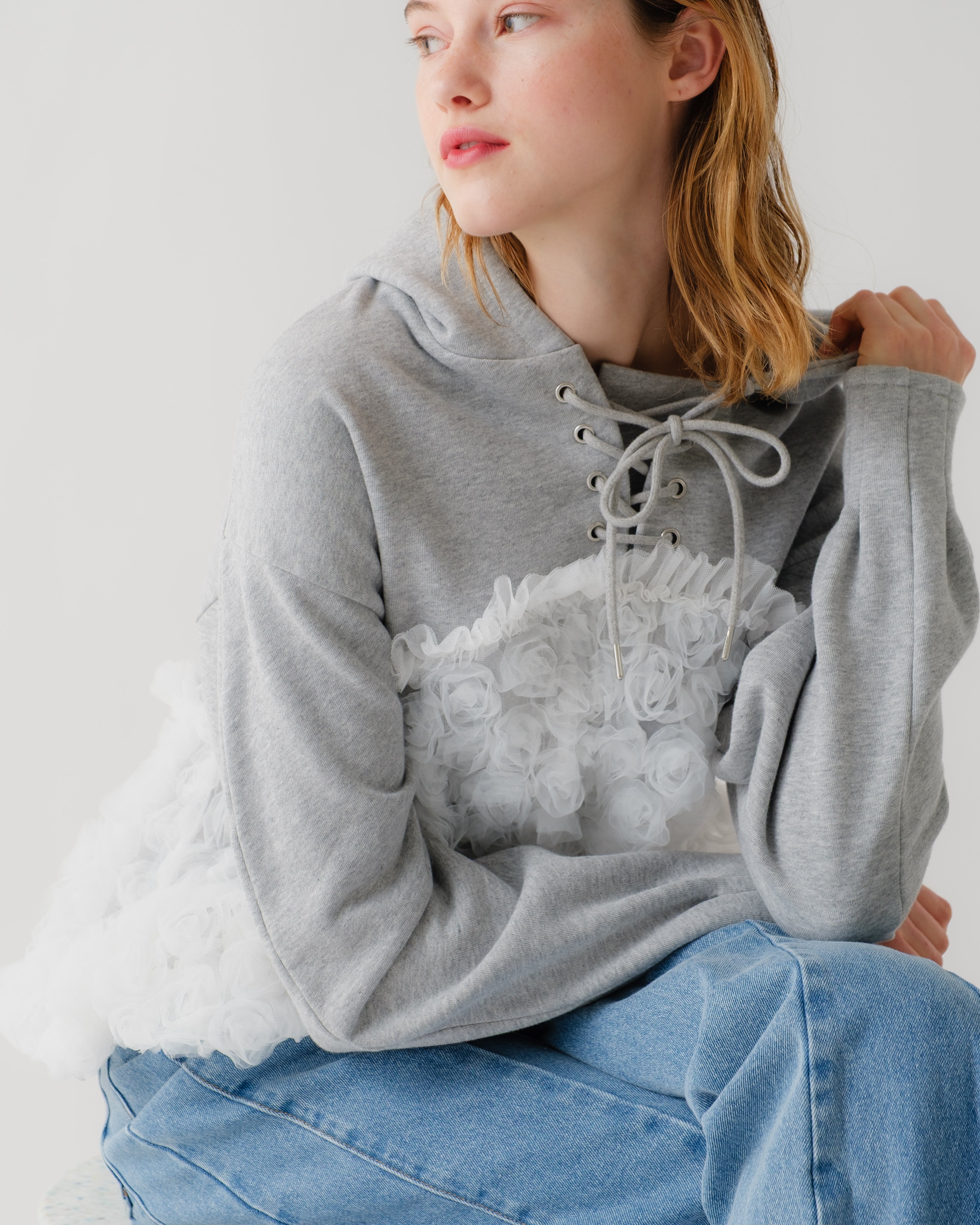 tulle docking hoodie（gray）