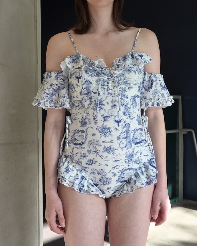 Toile de Jouy swim leotard