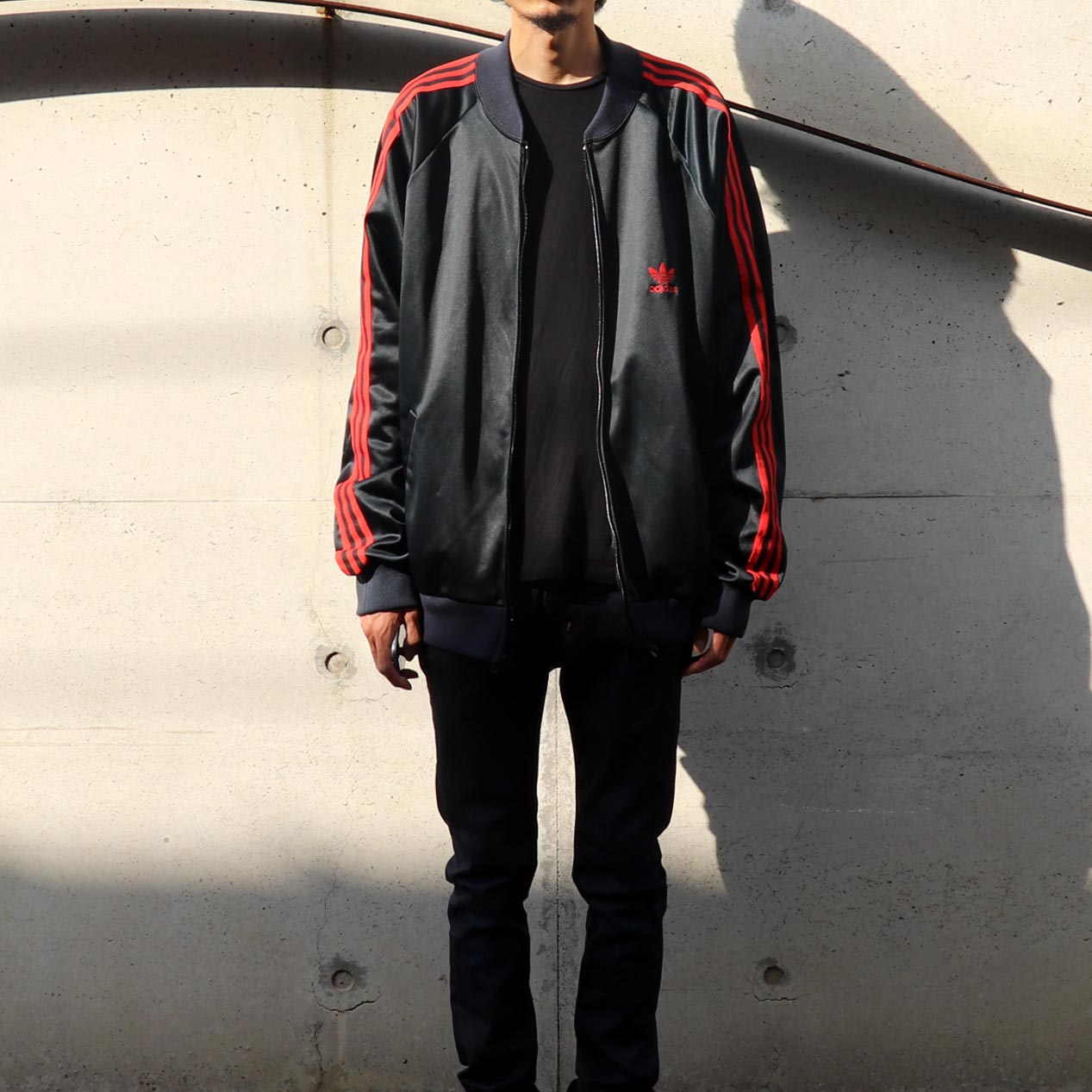 POST JUNK / 80's ADIDAS ATP ブラック×レッド トラックジャケット [XL]