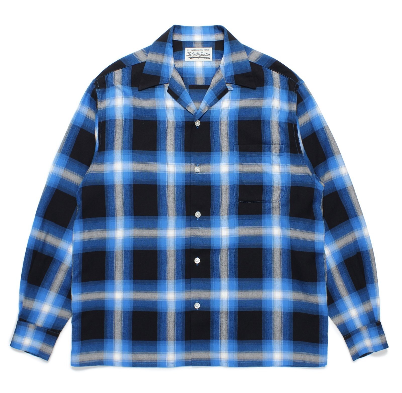 WACKO MARIA / OMBRE CHECK OPEN COLLAR SHIRT L/S ( TYPE-1 ) 24FW
