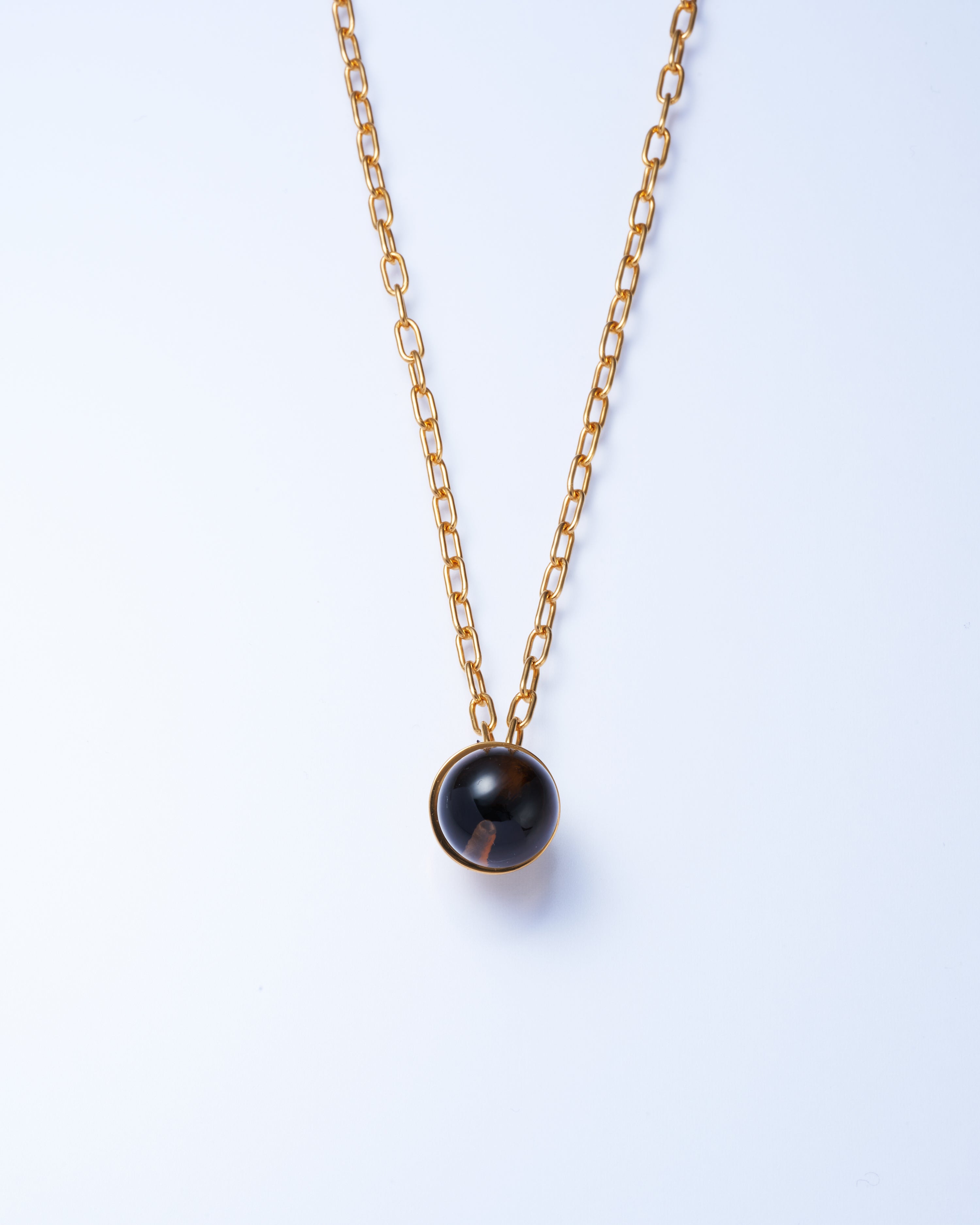 Smoky quartz Cap Necklace Large -Gold-