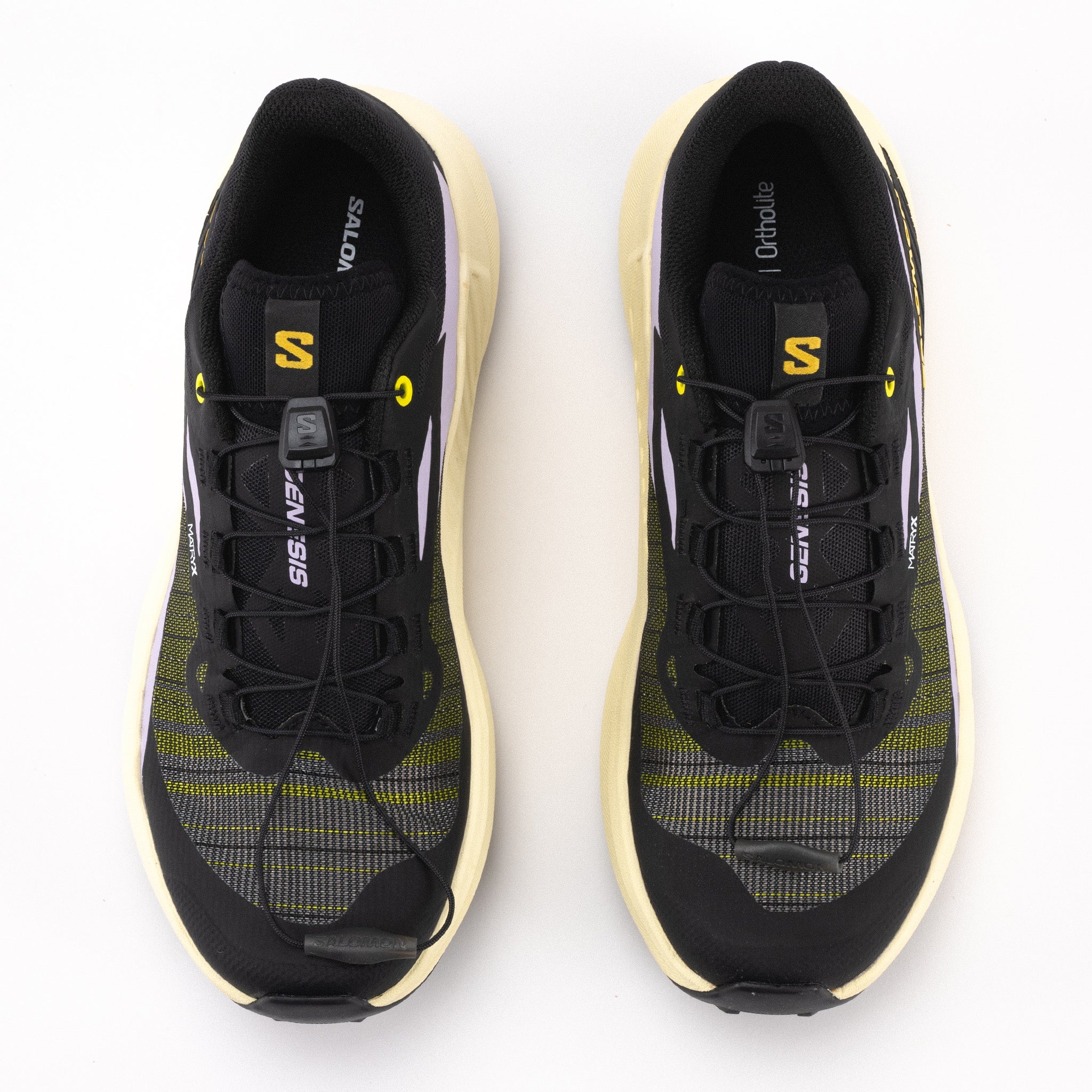 WOMEN'S SALOMON GENESIS - BLACK/SULPHUR - SYNTHETIC – Plaza Shoe Store