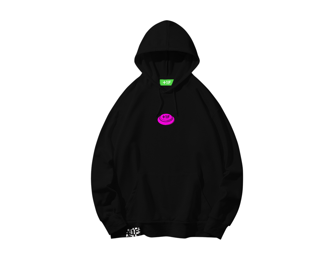 1F BUTTON LOGO HOODIE / BLACK | ボタンロゴ フーディ パーカー