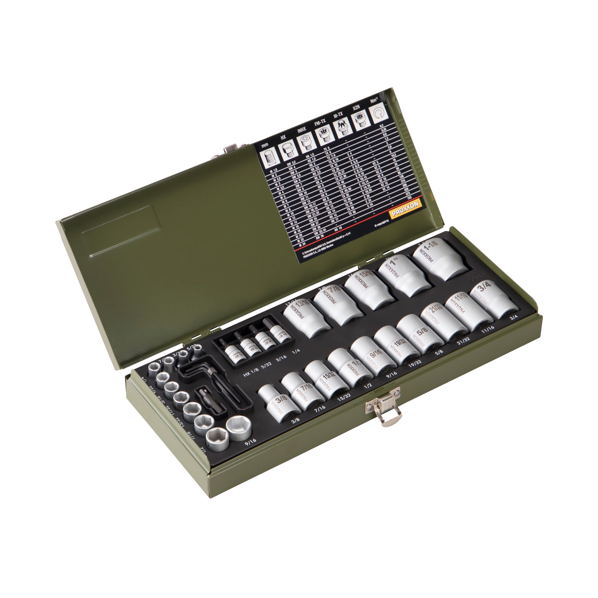プロクソン 36点・ソケット+ソケットビットセット インチ 1/4