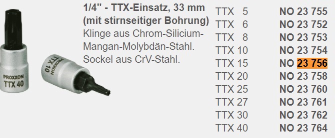 Торцевая головка со звездочкой ТХ, 1/4', Т 15 Proxxon (23756