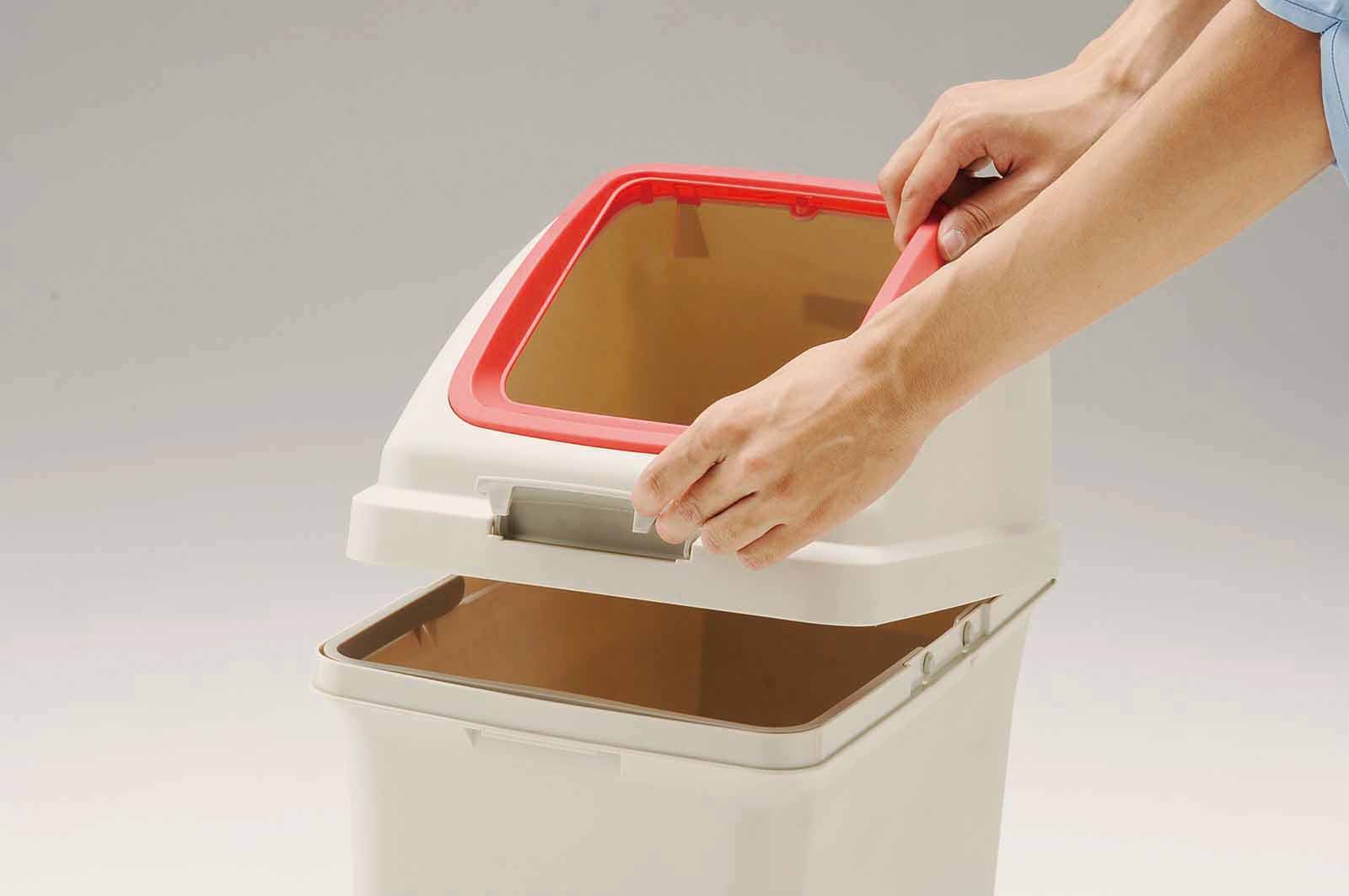 山崎産業株式会社｜リサイクルトラッシュ ECO-90（角穴蓋）レッド