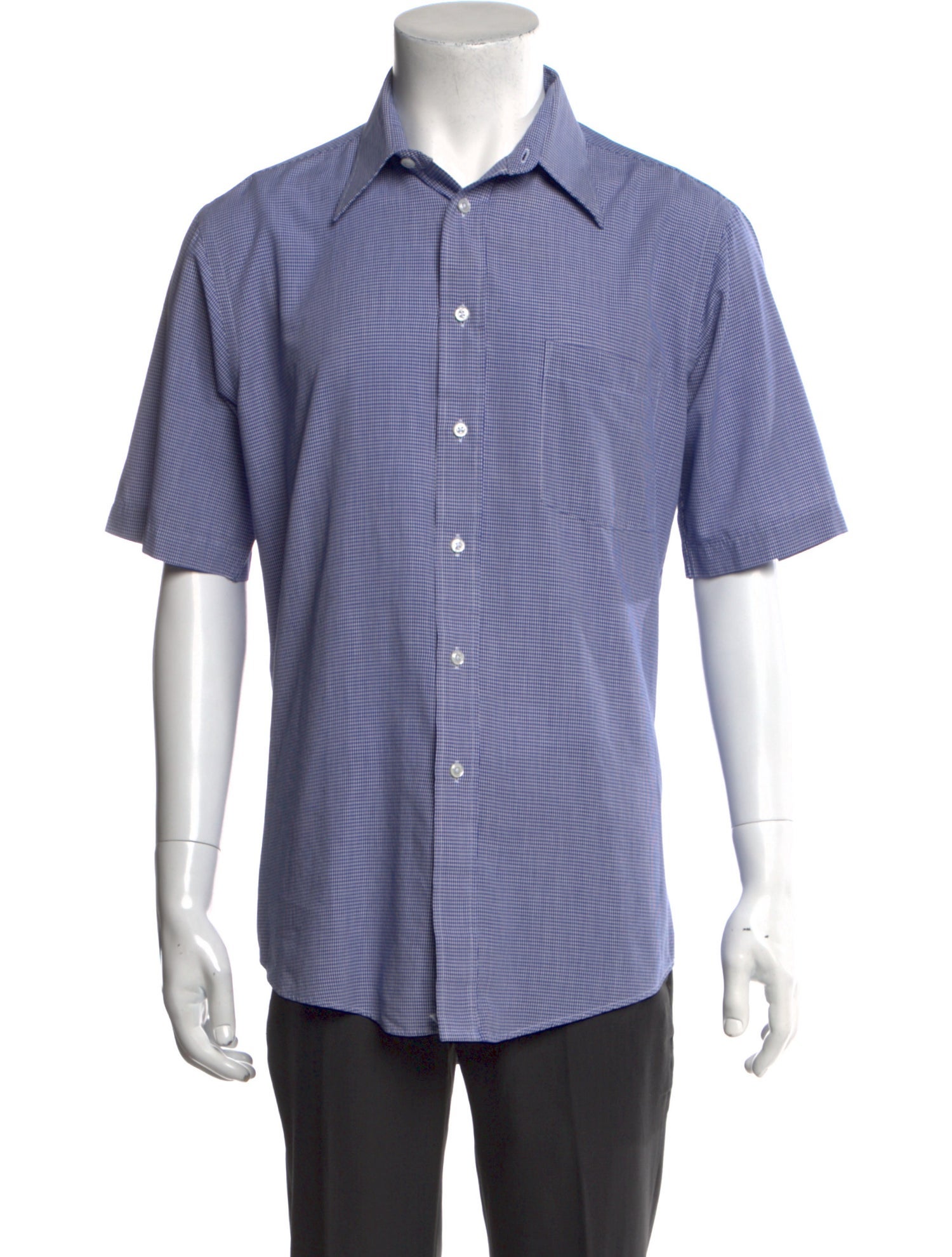 Christian Dior Vintage Houndstooth Print Shirt - Blue Casual