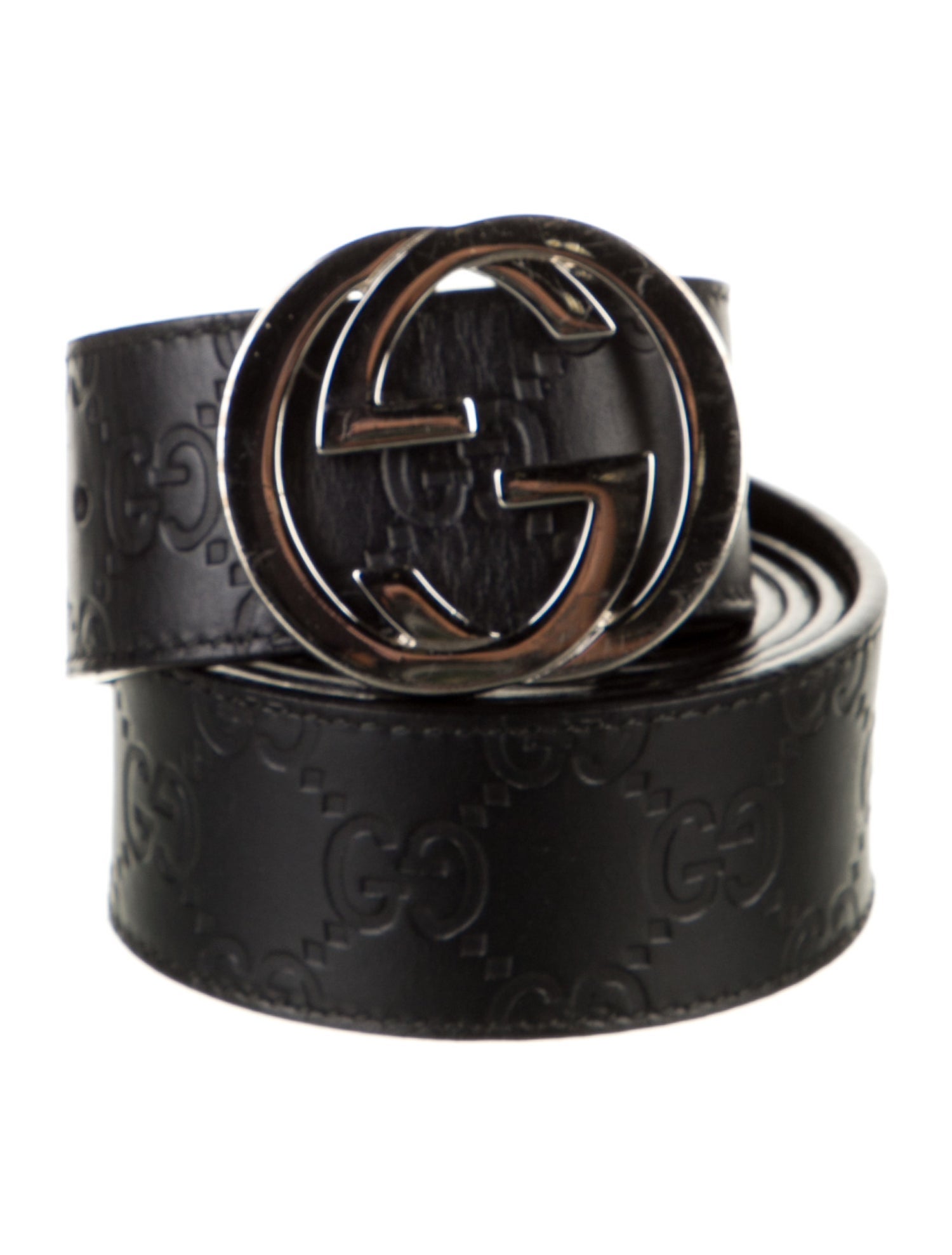 Gucci Interlocking G Logo Leather Waist Belt - Black Belts