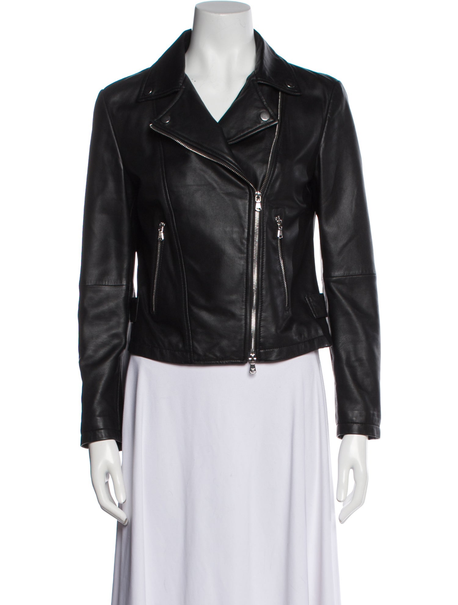 Emporio Armani Lamb Leather Biker Jacket - Black Jackets, Clothing