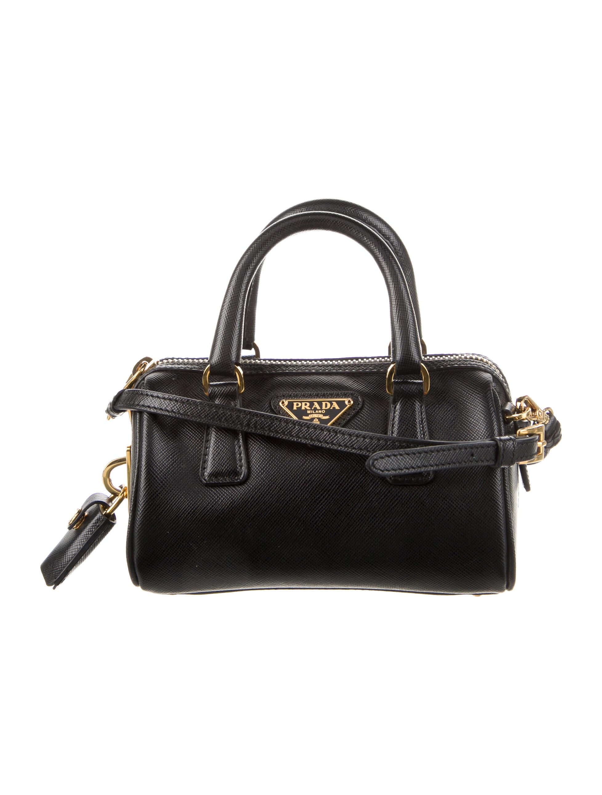 Prada Saffiano Mini Convertible Boston Bag - Black Mini Bags