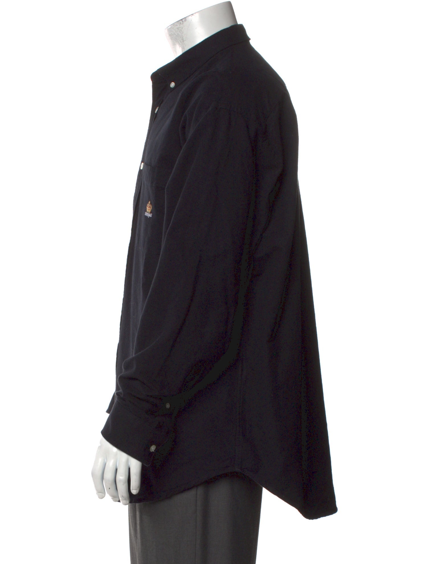 Supreme Loose Fit Flannel Oxford Long Sleeve Shirt - Black Casual