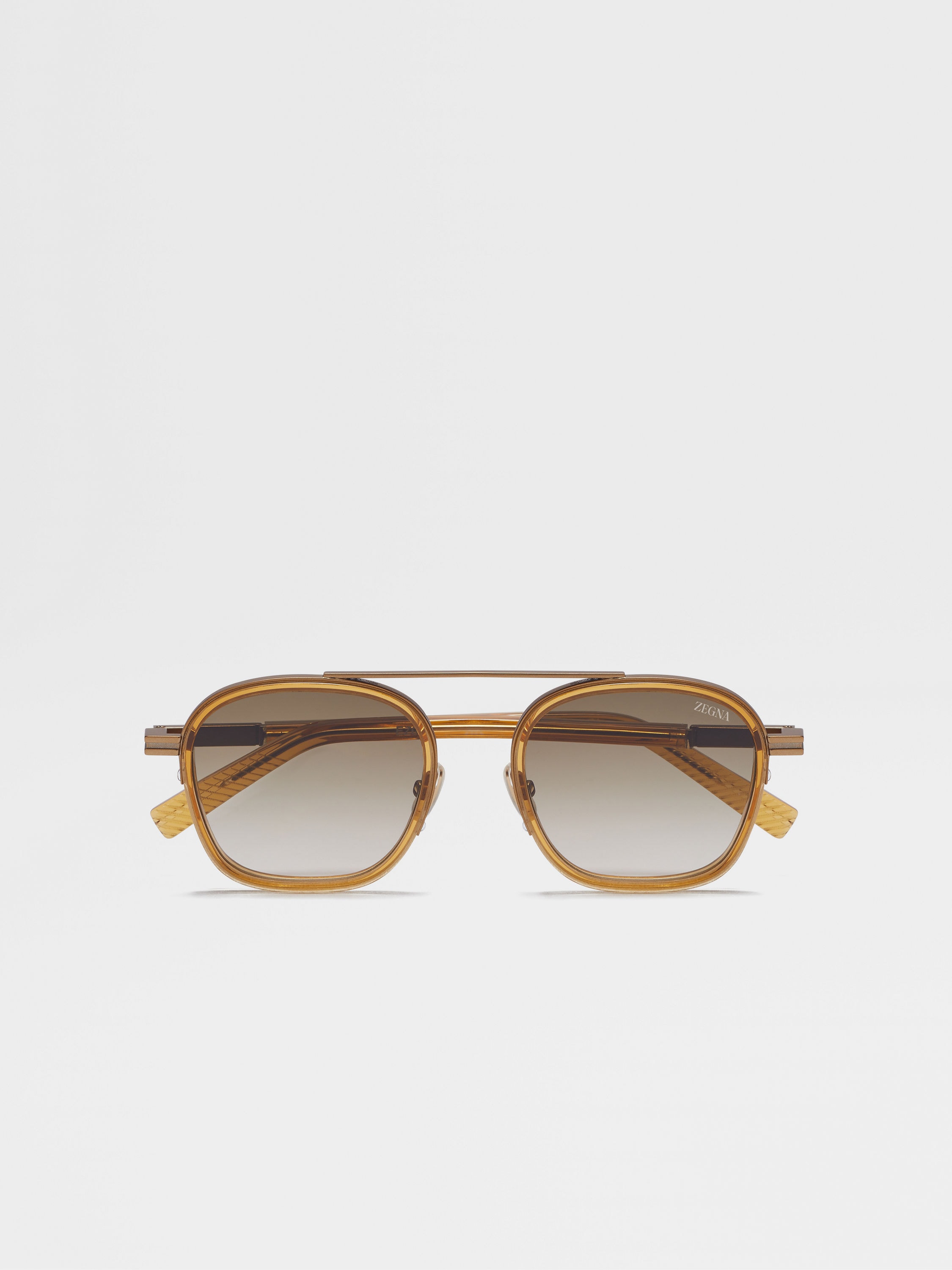 Transparent Golden Syrup Orizzonte I Acetate and Metal Sunglasses