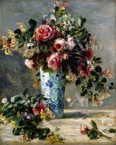 ルノワール 「デルフト焼きの花瓶のバラとジャスミン」 [74010517]の