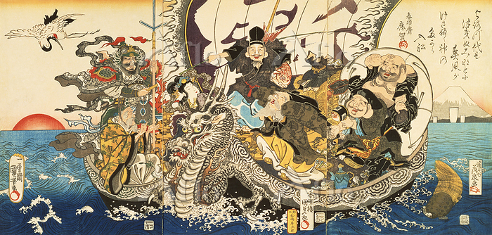 七福神寶船之図 国芳 国貞 英泉の合作 [197604463]のアート作品 - アフロ