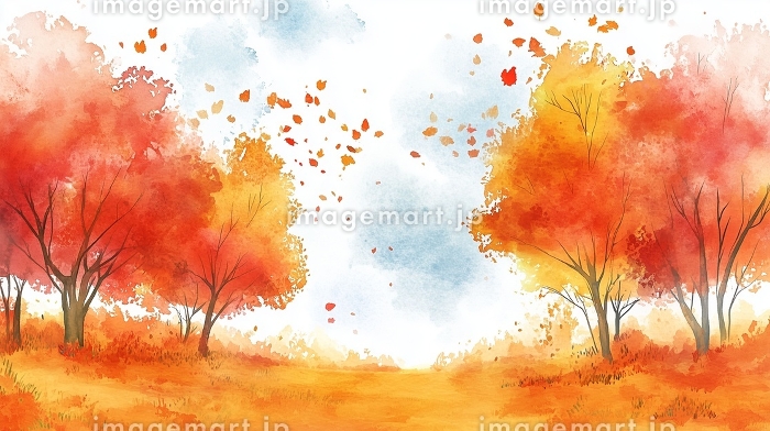 秋の風景！紅葉が織りなす幻想的な風景 - 自然の美しさを感じる水彩