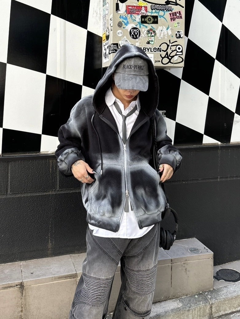 受注制【Never mind the XU】dirty zip up hoodie (2color) / 【ネバー