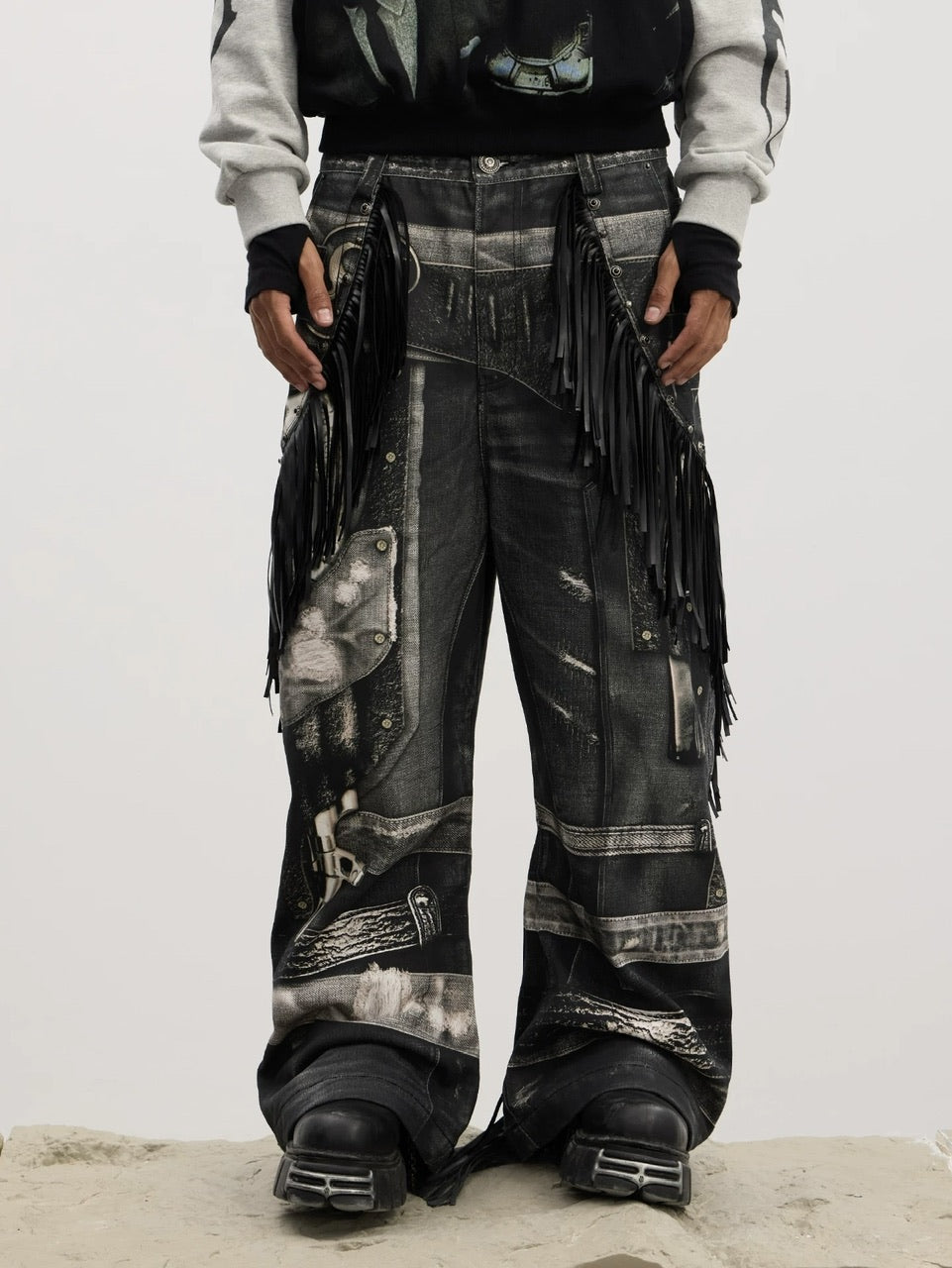 DND4DES】Double Gun Tassel Full Printed Pants /【ディーエヌエ