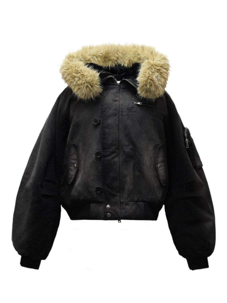 CHIKASHITSU PLUS HIGH】N-2B cropped hood blouson (denim