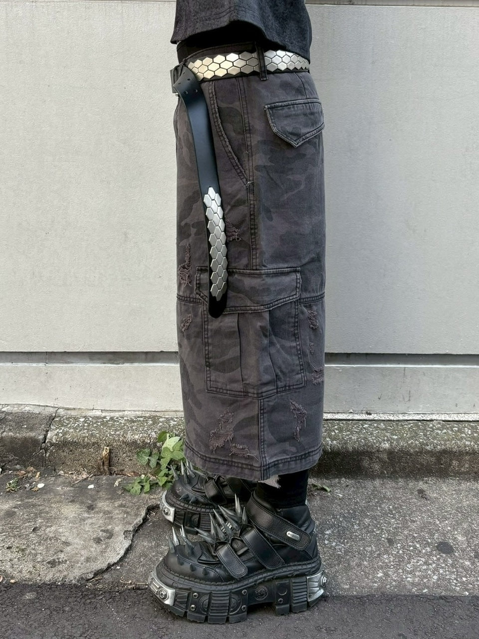 Never mind the XU】camouflage damage half pants (2color