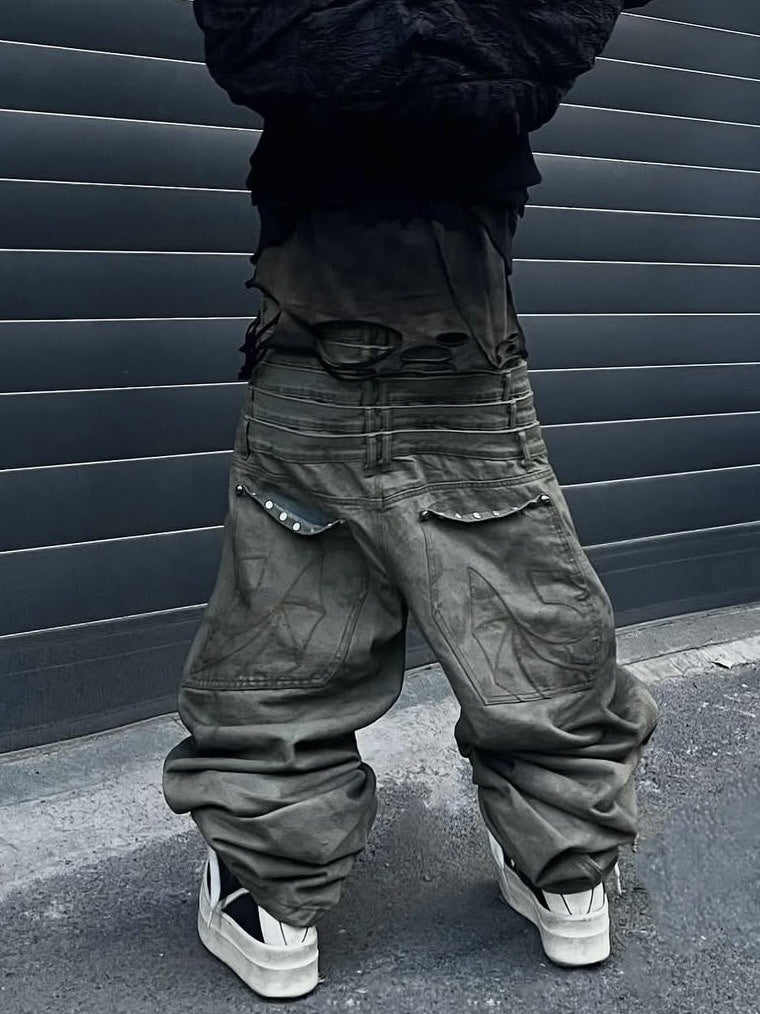 UNIZ】8 Backs J-Cut Pants / 【ユニズ】ダーティーライクレイヤード