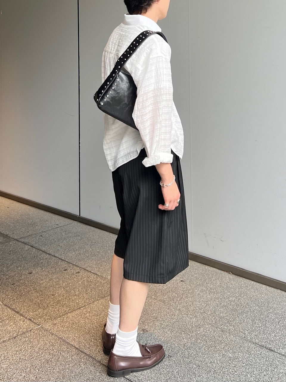 東京店WEB限定受注制【Chikashitsu +】cropped check sheer shirt
