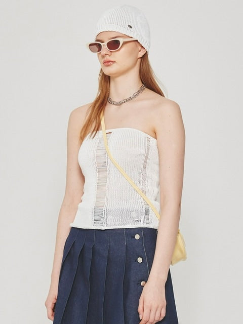 CRANK】METAL LOGO KNIT TUBE TOP / 【クランク】メタルロゴニット