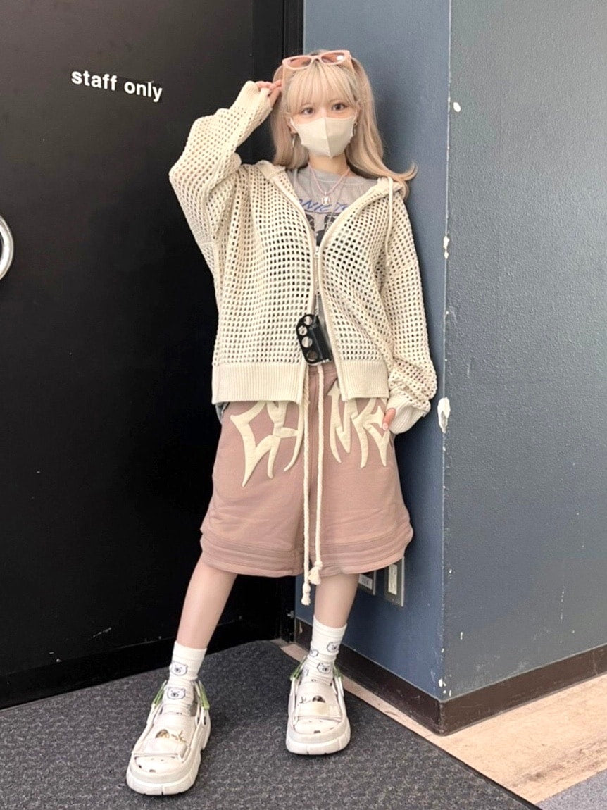 受注制【Never mind the XU】mesh zip hoodie (2color) / 【ネバー