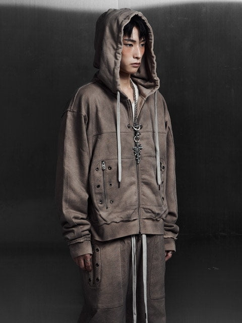 Rosen Kreuz】EYELET EDGE Set-Up ZIP-UP HOODIE – PRESSING WEB SHOP