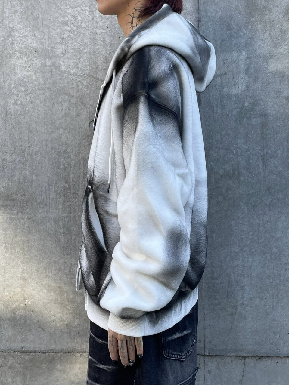 受注制【Never mind the XU】dirty zip up hoodie (2color) / 【ネバー