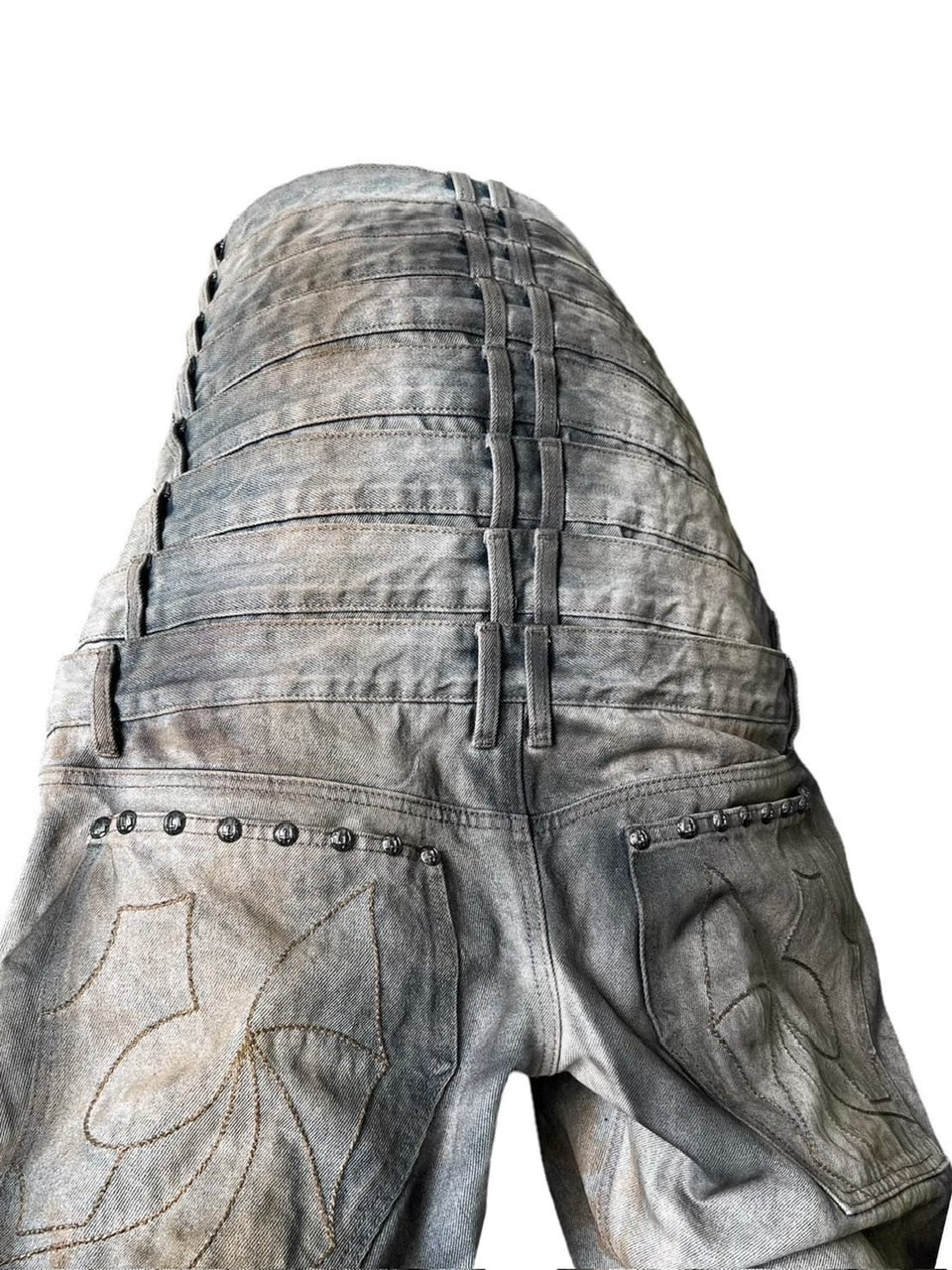 UNIZ】8 Backs J-Cut Pants / 【ユニズ】ダーティーライクレイヤード