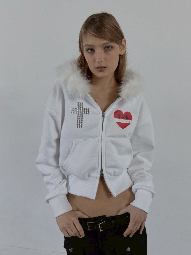 SETUP‐EXE】FUR TRIMMING HOODED ZIP-UP / 【セットアップエグゼ