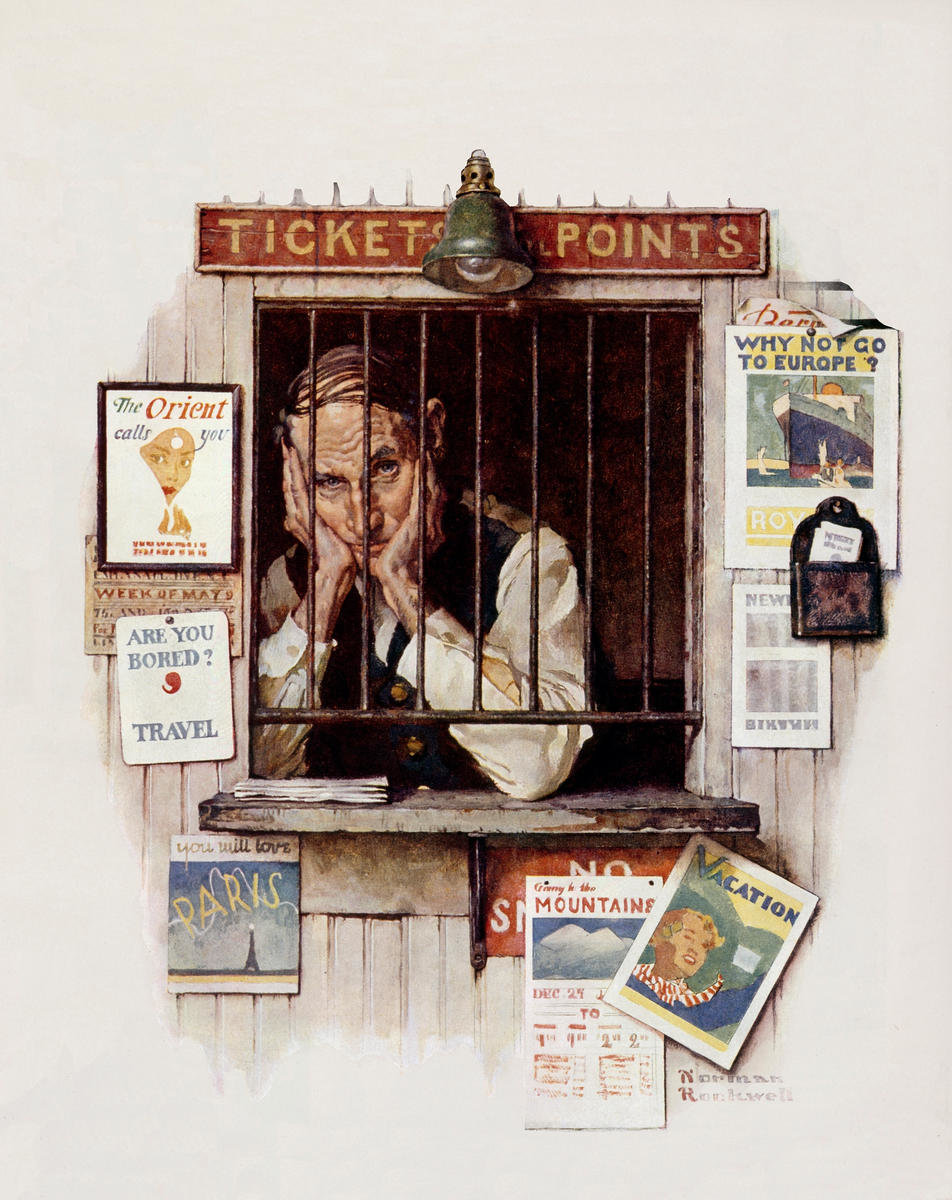 Ticket Seller, 1937 by Norman Rockwell - Paper Print - Norman