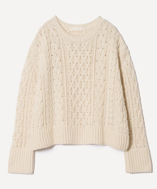 ウール混ケーブルプルオーバー / オーガニックコットン – PRISTINE