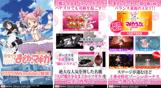 大人気機種「SLOT魔法少女まどか☆マギカ」が「777TOWN mobile」に登場