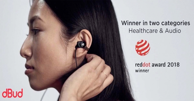 電池なし、充電なしで2つの音量調節が可能なイヤープラグ/耳栓 dBud