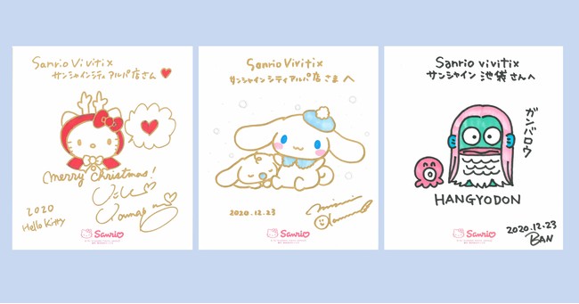 デザイナーがキャラクターを色紙にライブペイントしてお渡しする