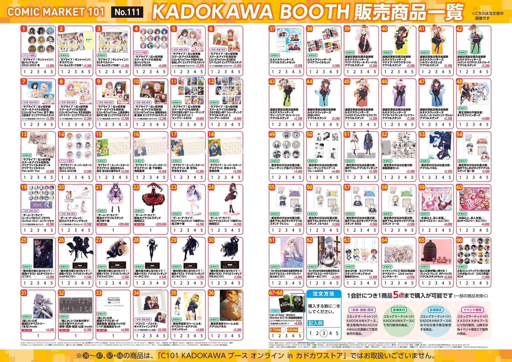 12/30・31はコミックマーケット101】KADOKAWAブース販売商品を