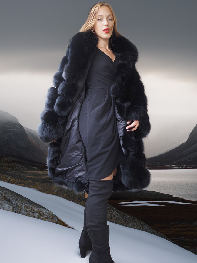 Vulpine Noire – Black Fox Fur Coat for Women | Iconic Winter