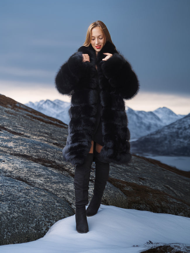Vulpine Noire – Black Fox Fur Coat for Women | Iconic Winter