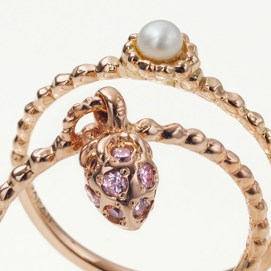 残り1点】【2本セット】ストロベリーミルク リング (K10ピンクゴールド