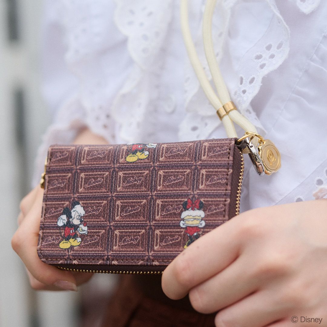 チョコレート ミッキー＆ミニー/コンパクト ラウンドファスナー