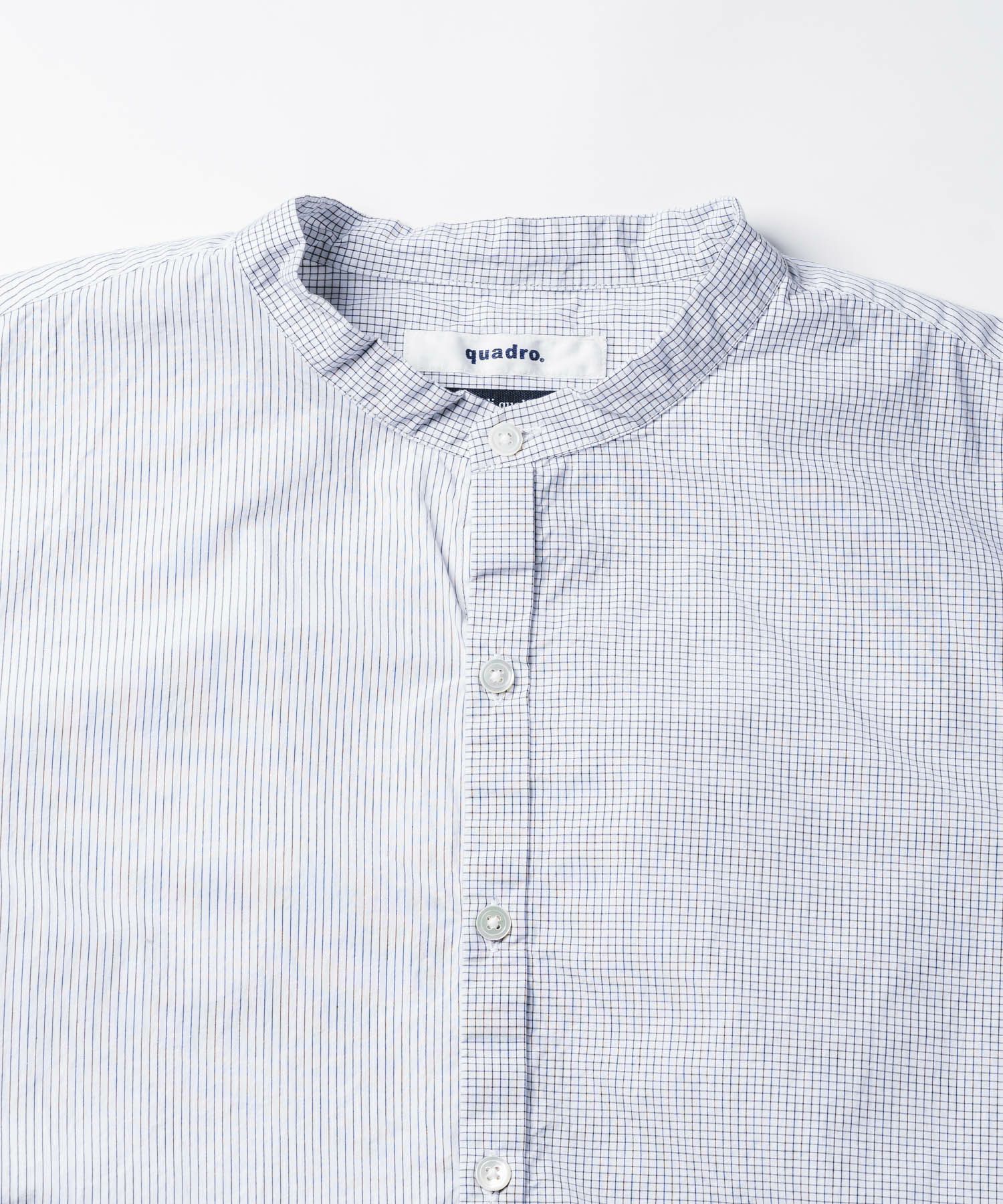 超長綿オーガニックコットンタイプライター切替スタンドカラーシャツ